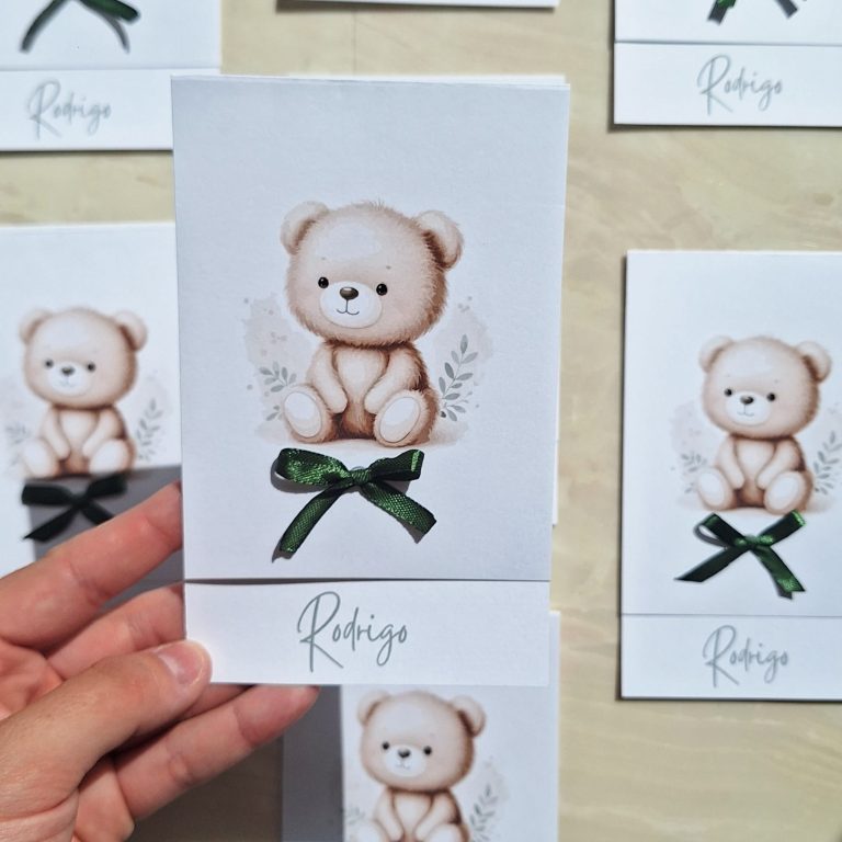 convite de batizado personalizado com ursinho
